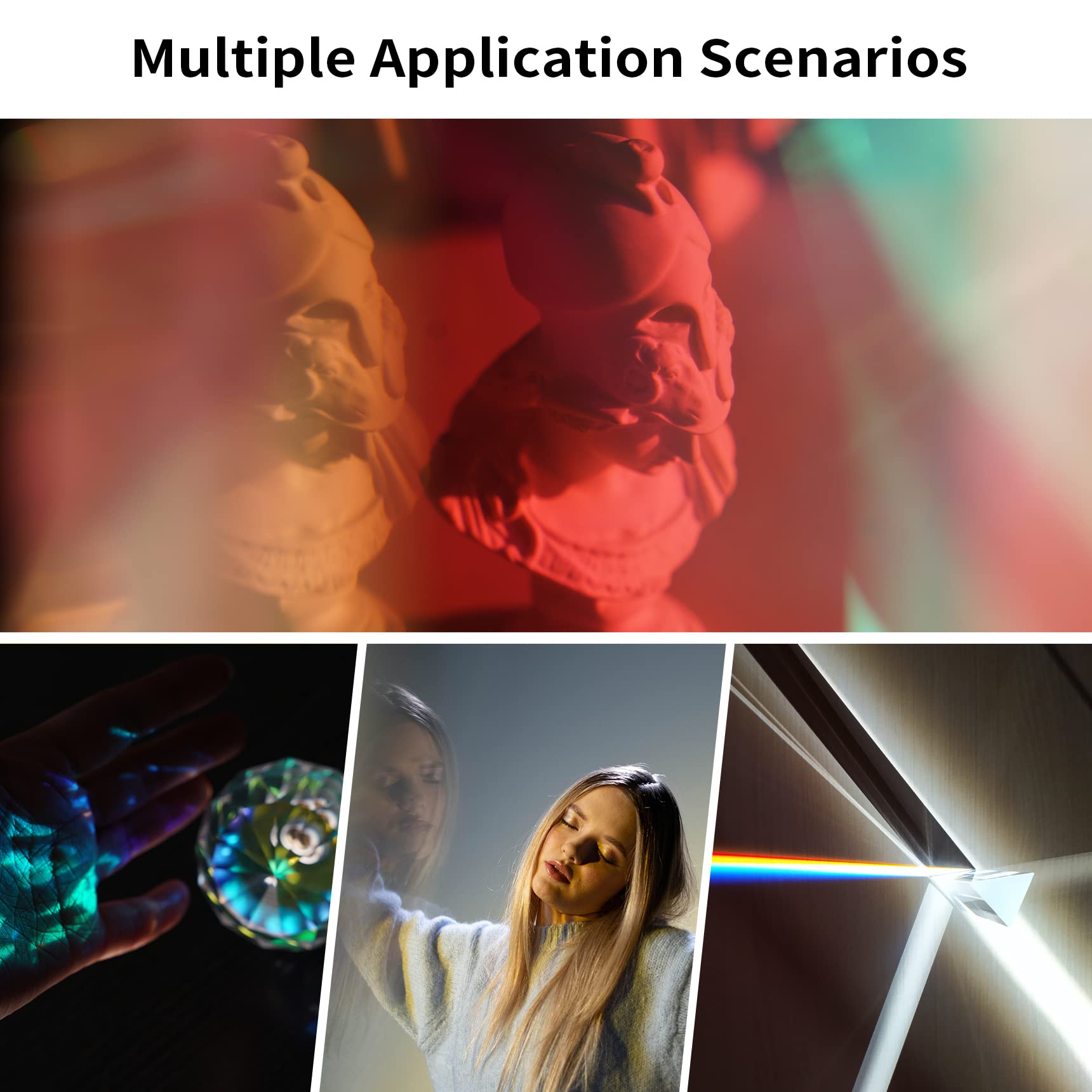 Selens 3 unidades de prisma para fotografía de cristal con orificio roscado de 1/4 pulgadas, óptica, crea un ligero efecto arcoíris para fotógrafos de estudio, fotografía