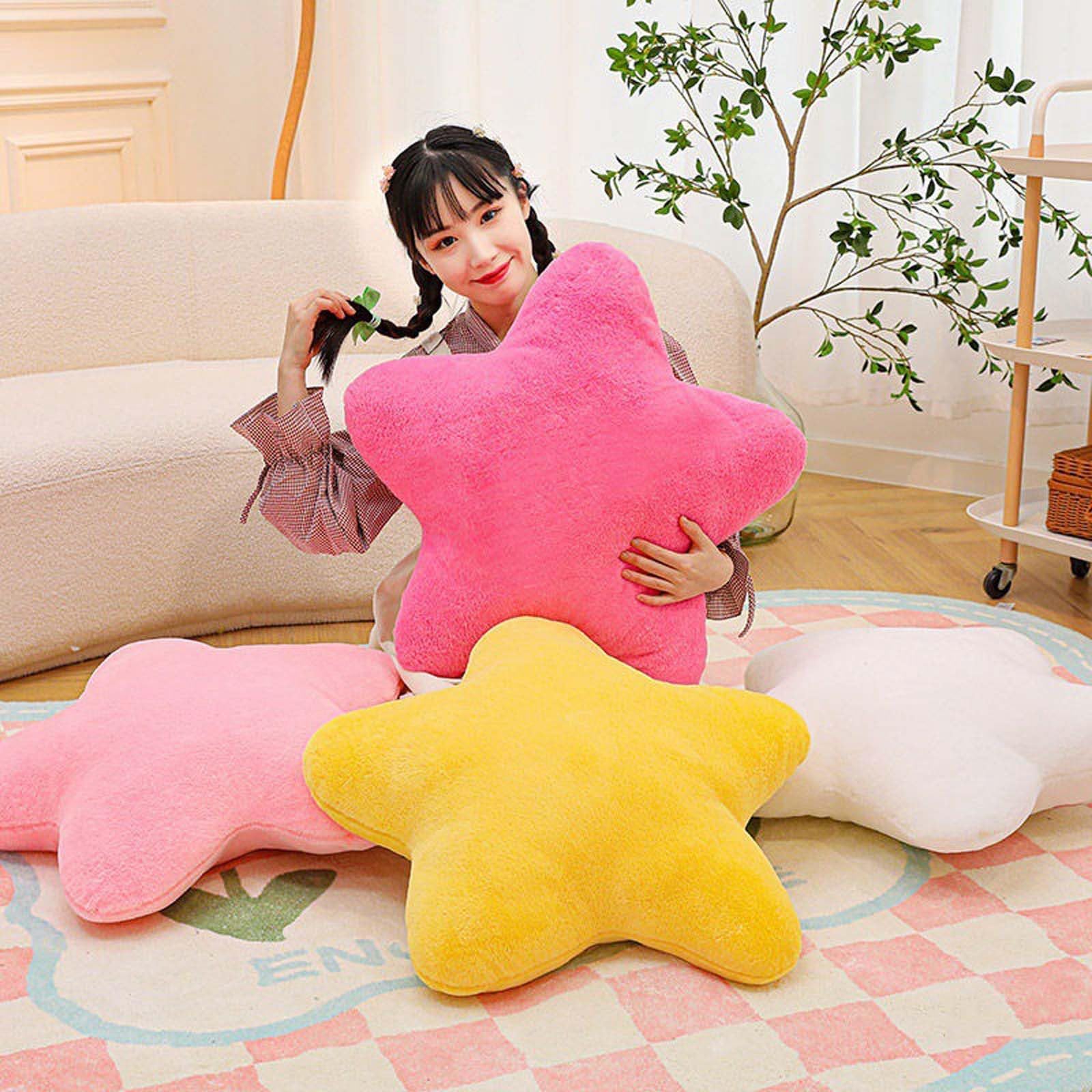 Cuscino decorativo per bambini, in peluche, per la cameretta dei bambini, morbido, a forma di stella, per la decorazione della casa (verde, 40 cm)