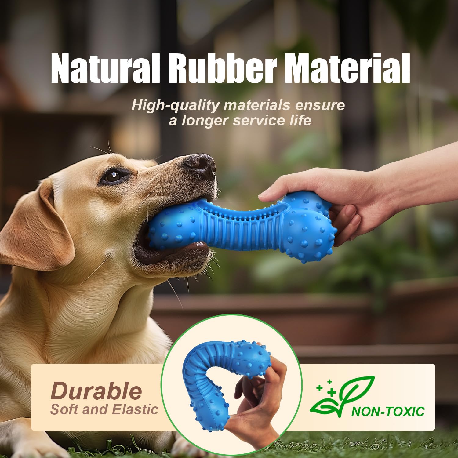 Juguetes para perros de goma para masticadores agresivos: este hueso grande, resistente y pesado con sabor natural a tocino son excelentes juguetes masticables para perros grandes para cuidar