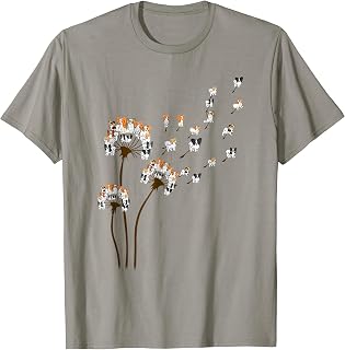 Papillon Dogs Flower Fly Dandelion Shirt Dog Mama Dog Lover T-Shirt