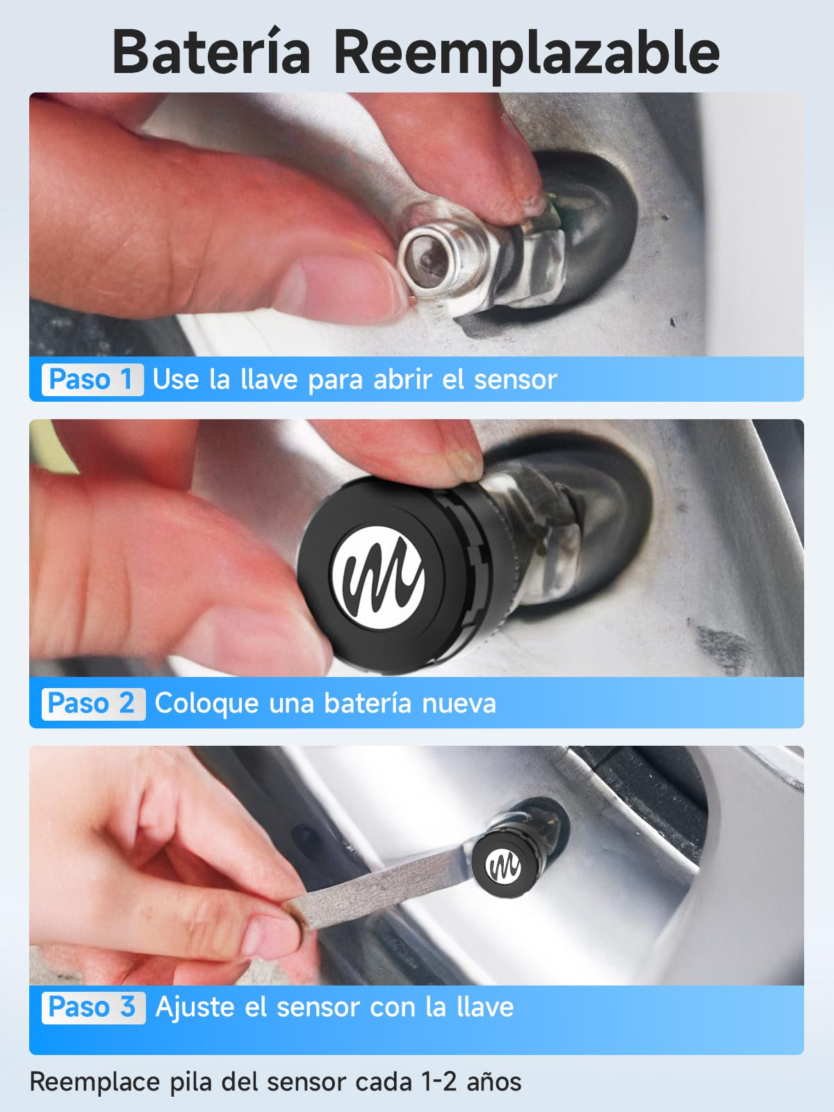Moman Sistema TPMS Moto 2 Sensores, Monitor Presión y Temperatura Neumáticos con Alarma Manómetro de Presión de Neumáticos, Inalámbrico Solo iOS