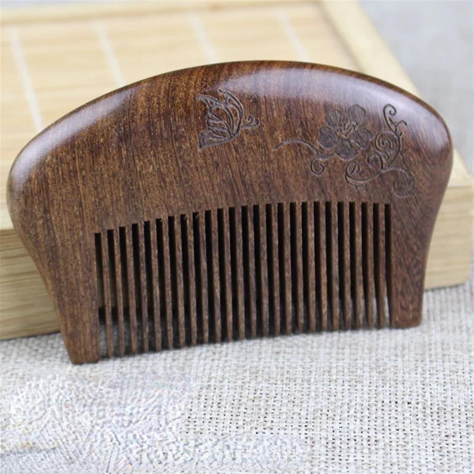 Taschen-Holzkamm, natürliches Schwarzgold, Sandelholz, super schmale Zahnholzkämme, kein statischer Kamm, Haarstyling (Size : Type 1)