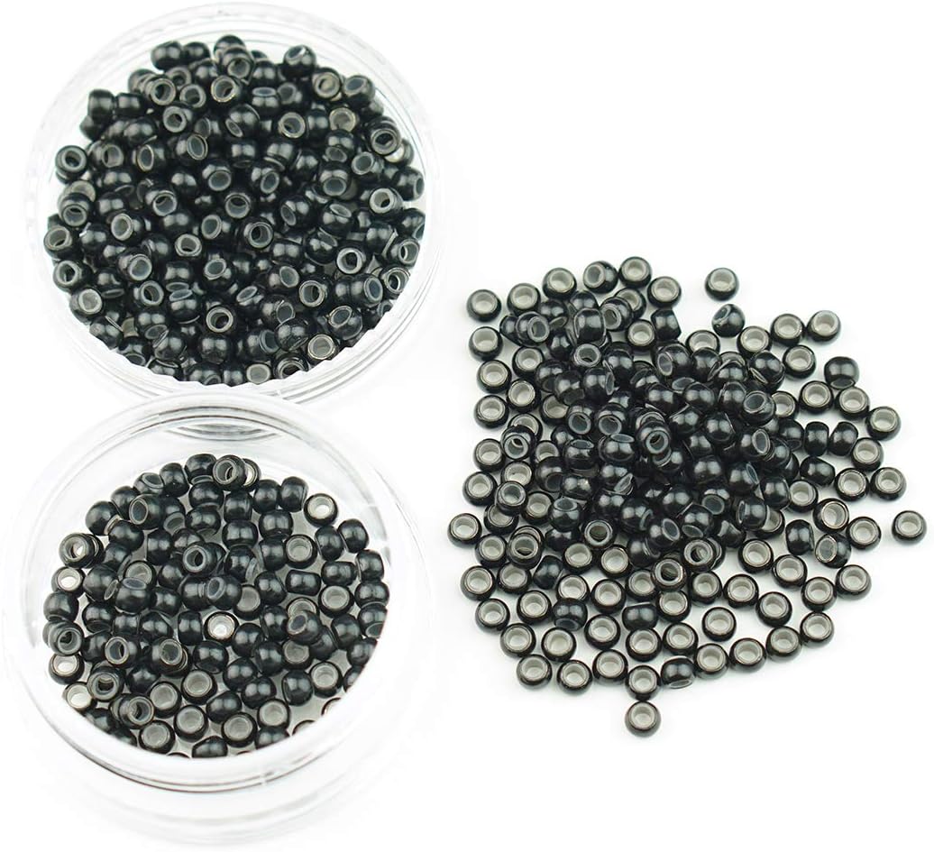 KOCONI 500 Pcs Nano Rings Silicone Lined 3mm Hair Extension Beads Micro Beads Silicone Nano Beads Nano Rings #1 Black - Image 4