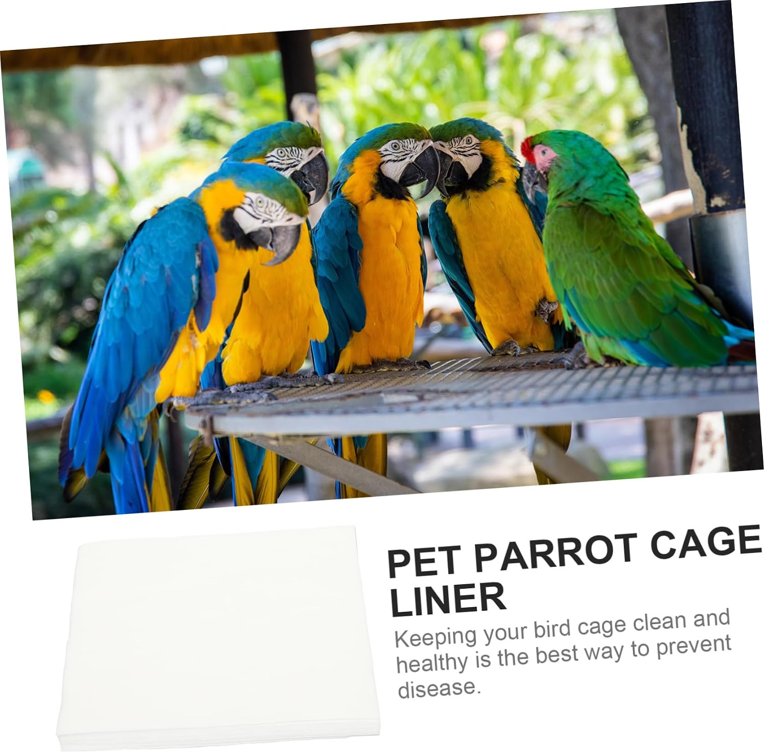 VANZACK 100pcs Parrot Cage Liners Absorbent Bird Urine Pads for Cockatiels Parakeets and Lovebirds Breathable and Design for Easy Cleanup