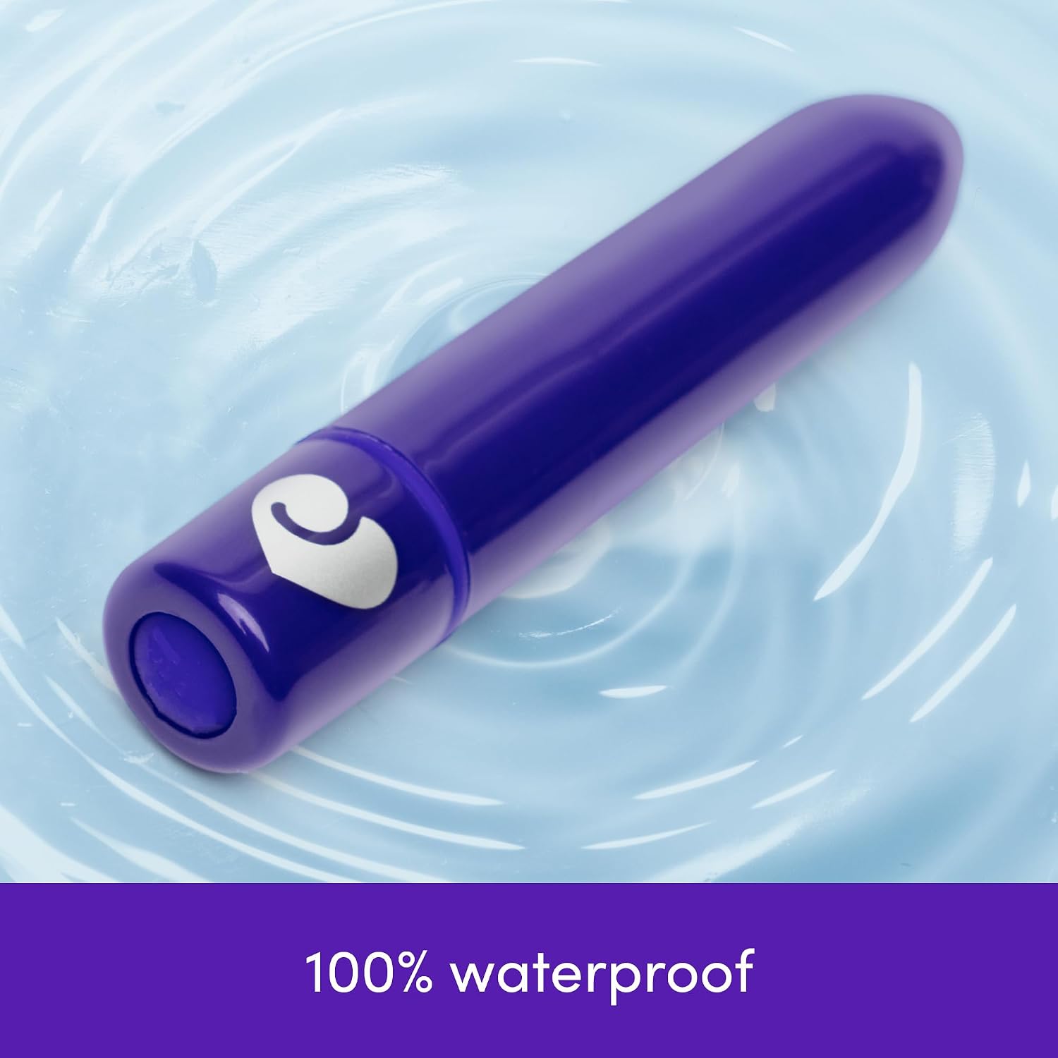 Purple bullet vibrator in water, indicating it is waterproof