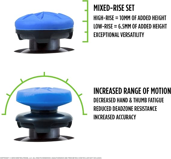 KontrolFreek FPS Freek Edge for Playstation 4 (PS4) and Playstation 5 (PS5) | Performance Thumbsticks | 1 High-Rise Convex, 1 Low-Rise Convex | Blue