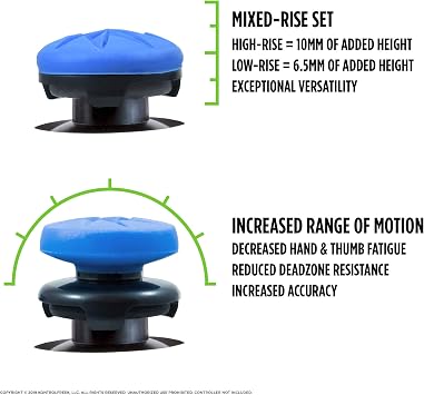 KontrolFreek FPS Freek Edge for Playstation 4 (PS4) and Playstation 5 (PS5) | Performance Thumbsticks | 1 High-Rise Convex, 1 Low-Rise Convex | Blue