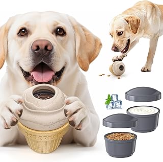 Treat Dispensing Dog Toys, Topple Dog Toy to Keep Them Busy, Dog Frozen Treat Toy Made of Durable Hard Nylon and Coffee Wood, Long-Lasting Chew Toy for Medium and Large Furbabies