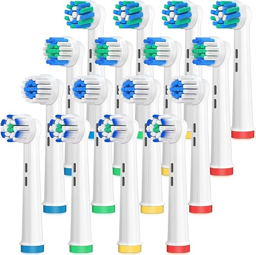 AnjoCare Testine di ricambio compatibili con Oral B Braun, confezione da 16 testine di spazzolino elettrico per Oral B che, testine professionali per spazzolini da denti per Oral B