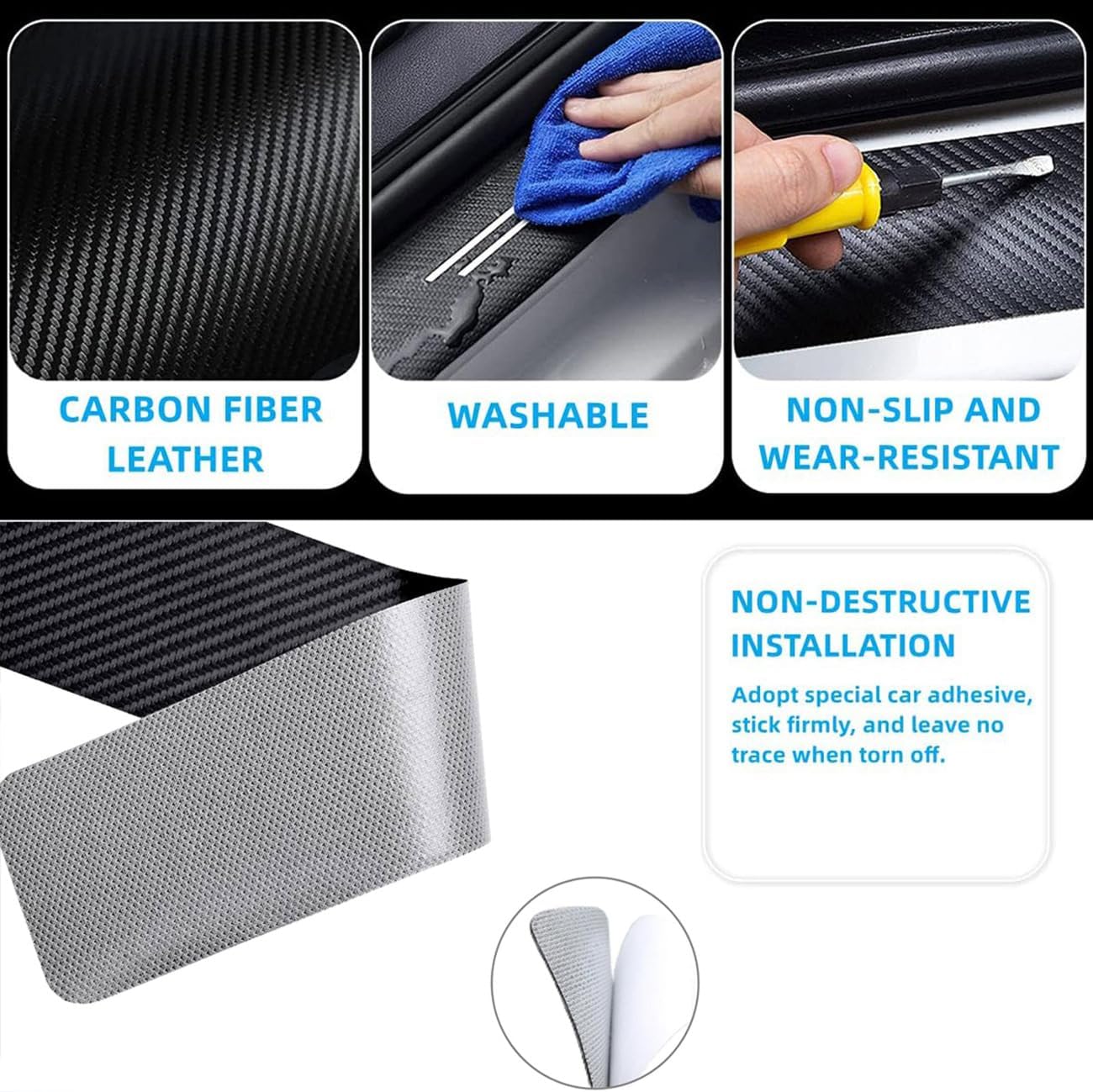 4 Pack Car Door Sill Protector Compatible with Toyota Accessories image 4