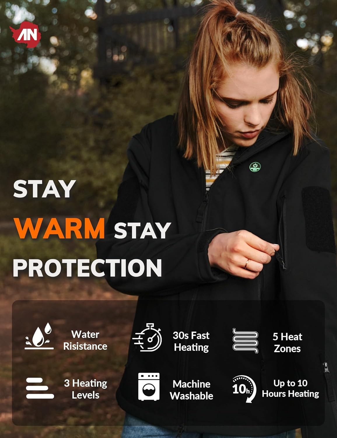 ANTARCTICA GEAR Heated Jacket for Women, Soft Shell Winter Coat with 12V 15000mAh Battery Pack, Hooded Heated Jacket - Image 7