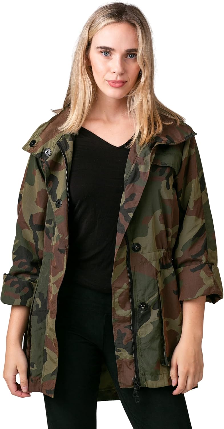 INTRO. Women's Hooded Anorak Water Resistant Nylon Jacket