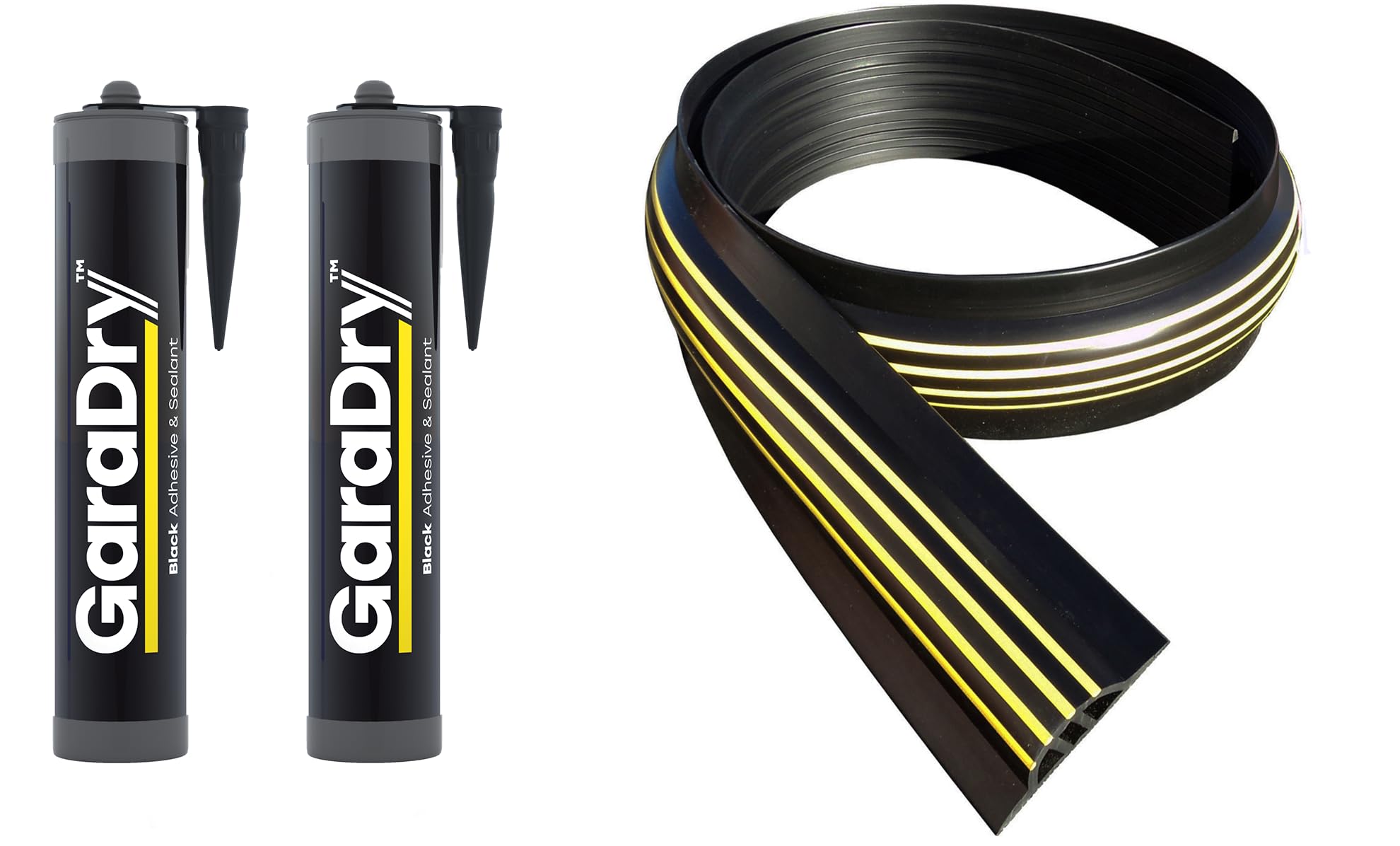 Kit de joint de seuil de porte de garage de 3 cm de haut, longueur de 4,95 m | PVC souple | Le kit complet comprend 2 adhésifs | GaraDry