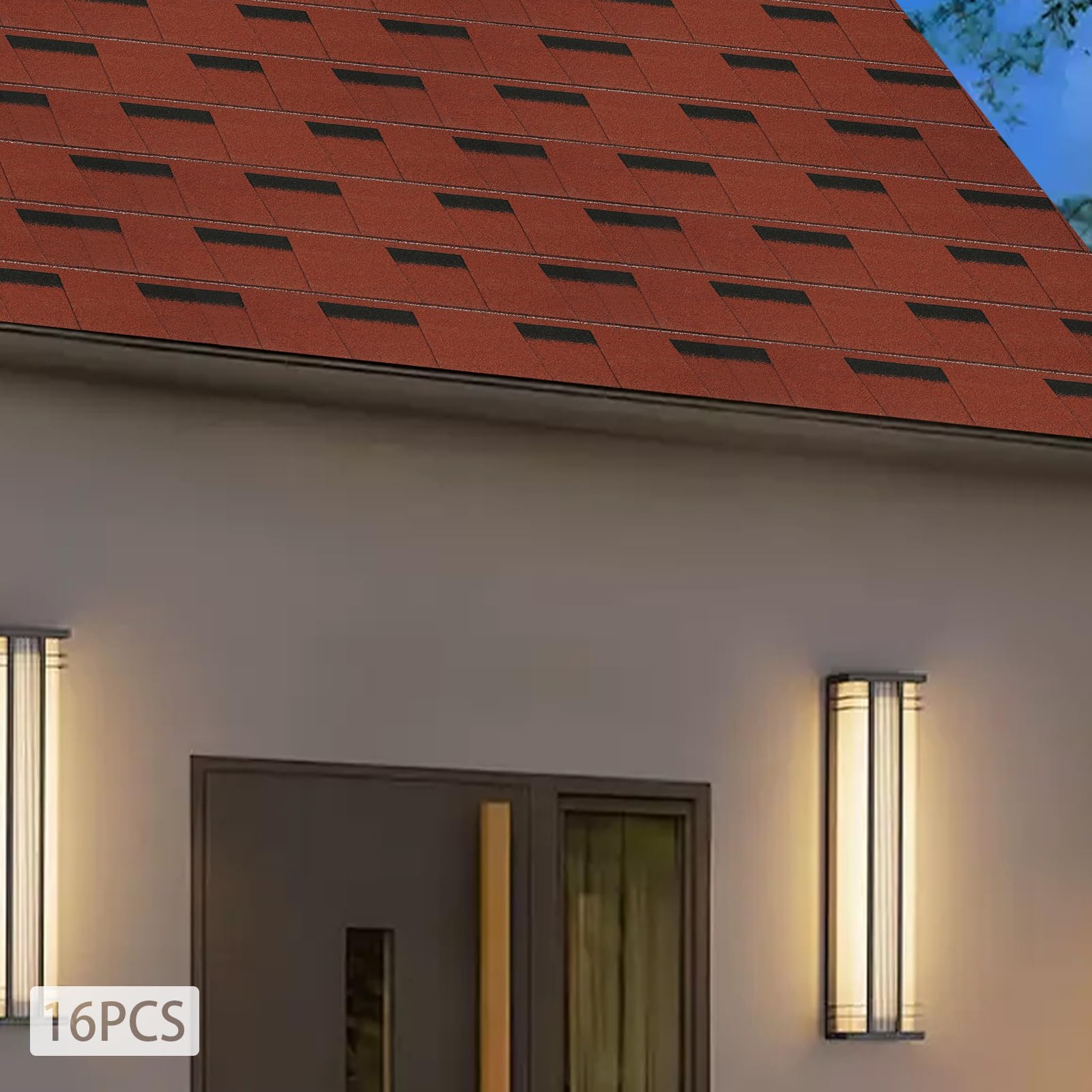 Juego de tejas de asfalto (16 piezas) para 2,32 m² | 5,3 mm de grosor con núcleo de fibra de vidrio y autoadhesivas, color rojo – Impermeable, resistente a los rayos UV, aislamiento térmico para