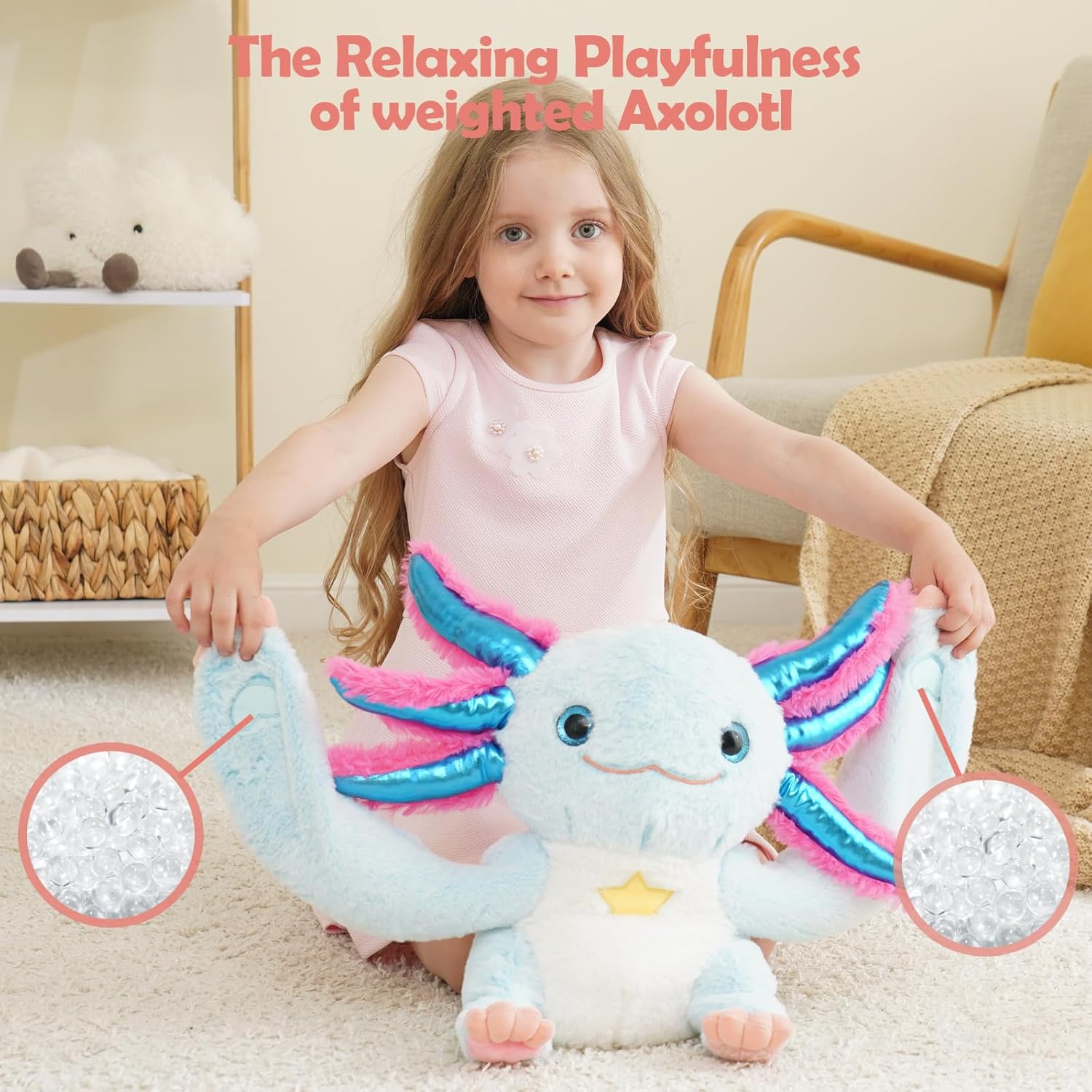 Weighted Stuffed Animal - Blue Axolotl 4.5 lbs, Ideal for Sensory Needs, Austism & Anxiety | Comfort & Relaxation for Both Kids and Adults - Image 4
