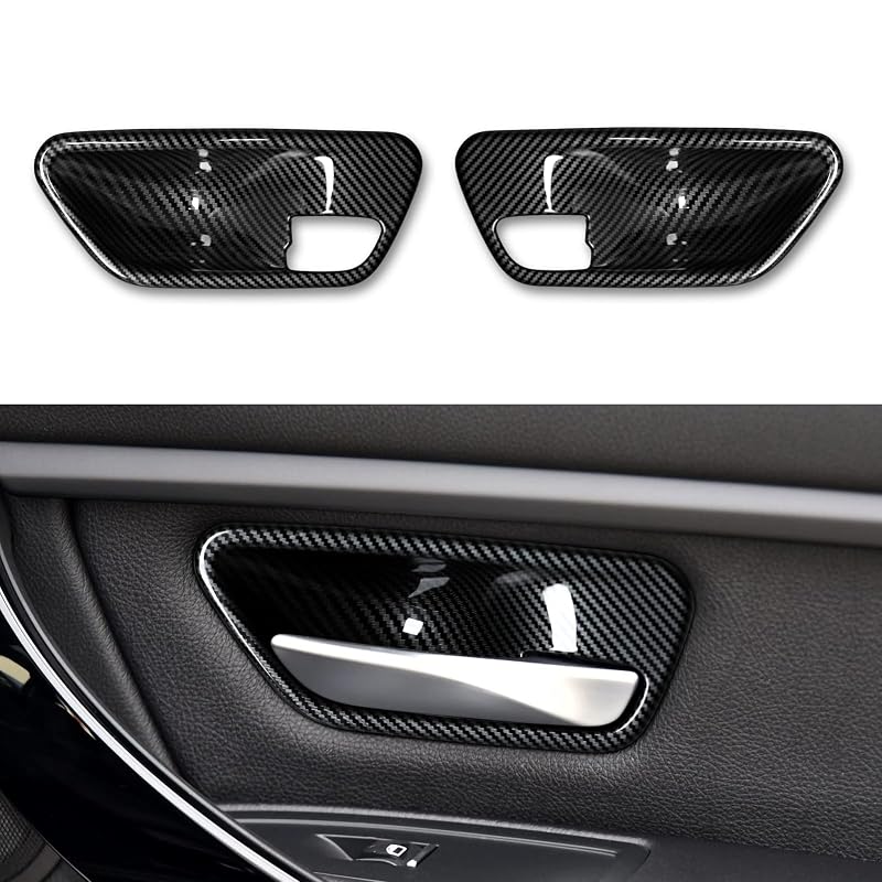 Adesivo de acabamento para concha da porta em estilo fibra de carbono ABS compatível com BMW Série 3 e Série 4 F30 F31 F34 3GT F32 F33 F36 — Kit com 2 peças