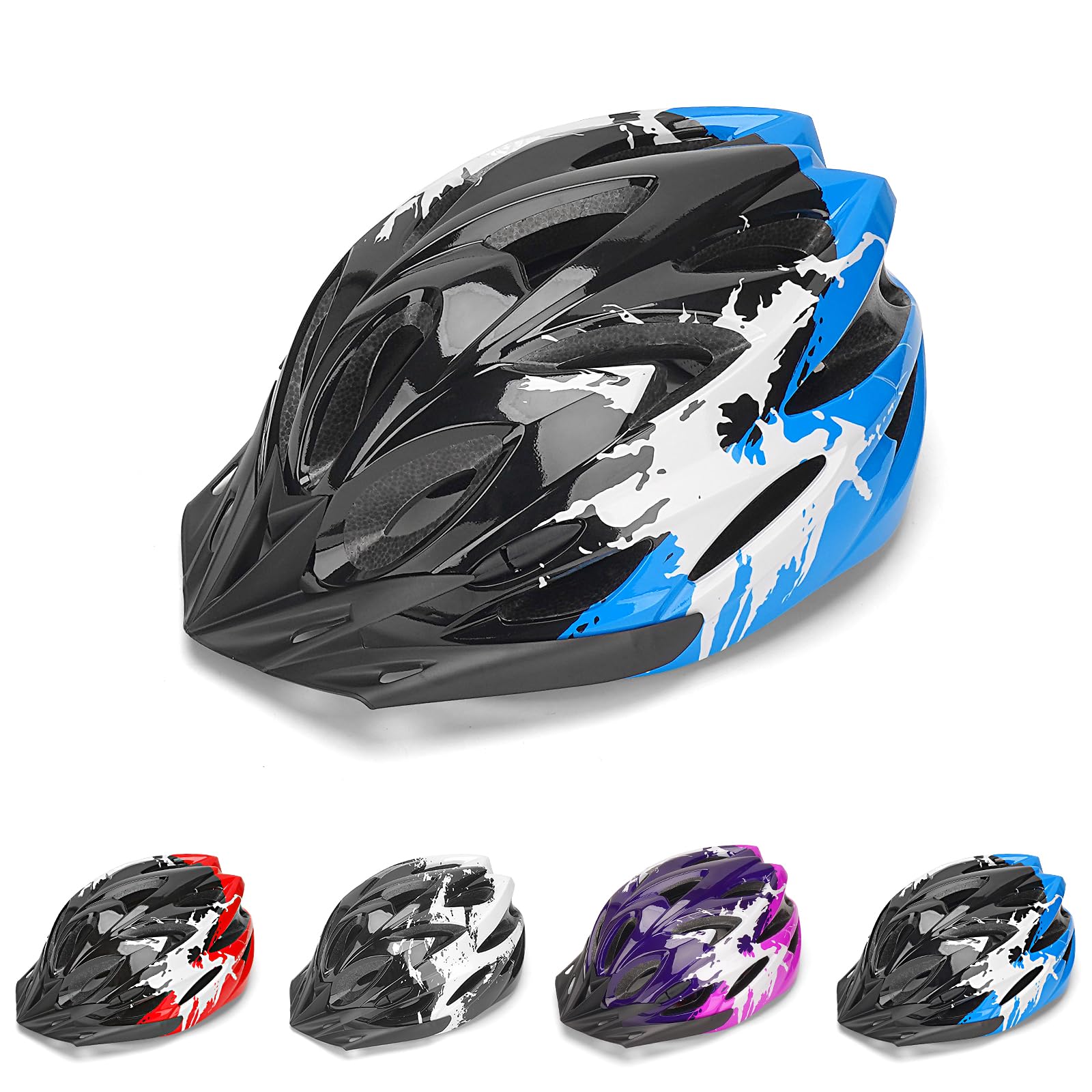 Casco Bici Bambino, Casco da Ciclista con Visiera, Regolabile per 3-14 Anni Leggero Traspirante Cascos per Scooter BMX Scooter Roller Ride, 50-58 cm