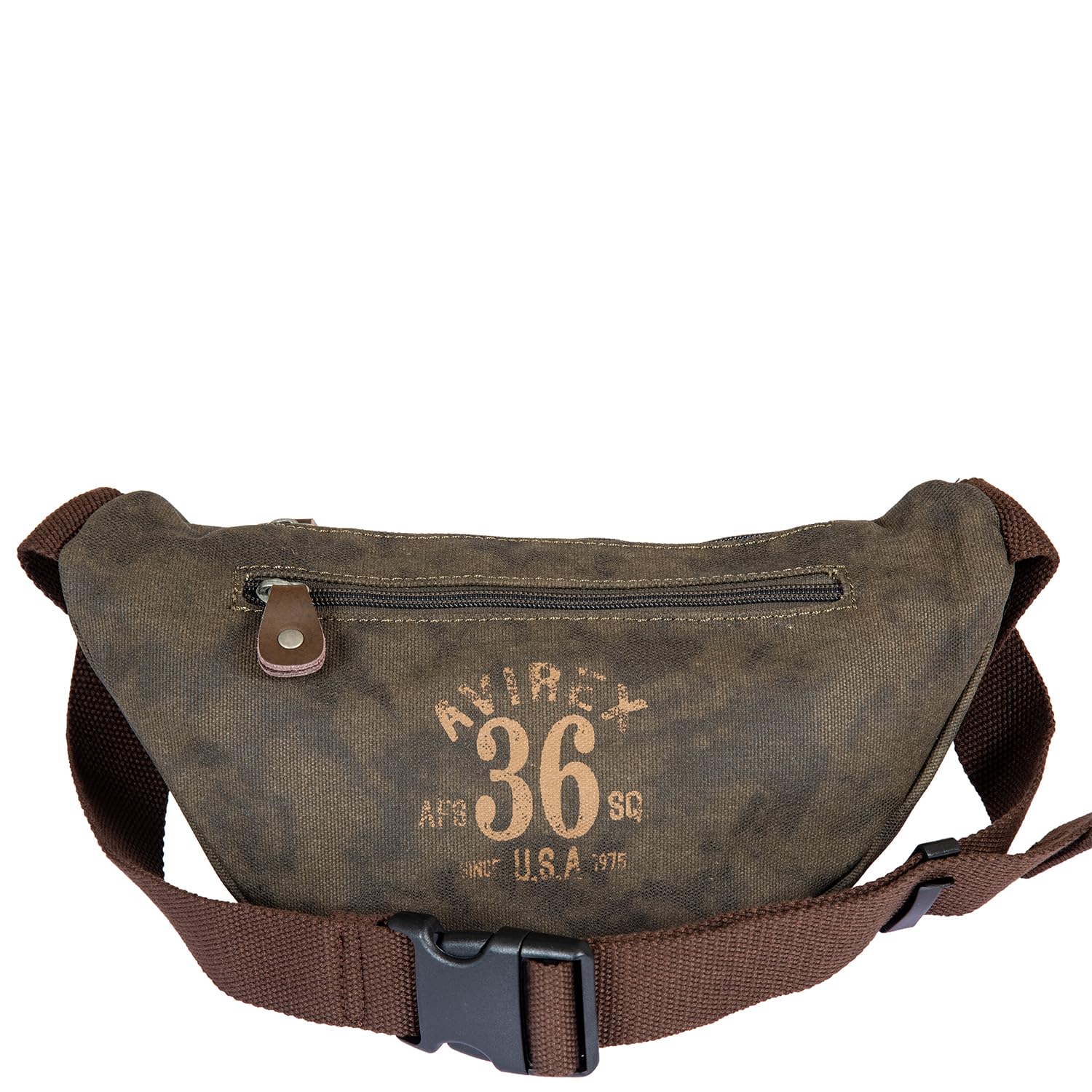 Avirex, Marsupio da Uomo in Canvas Spalmato con Dettagli in Ecopelle, Collezione Pasadena, PSD18 (Dark Green)