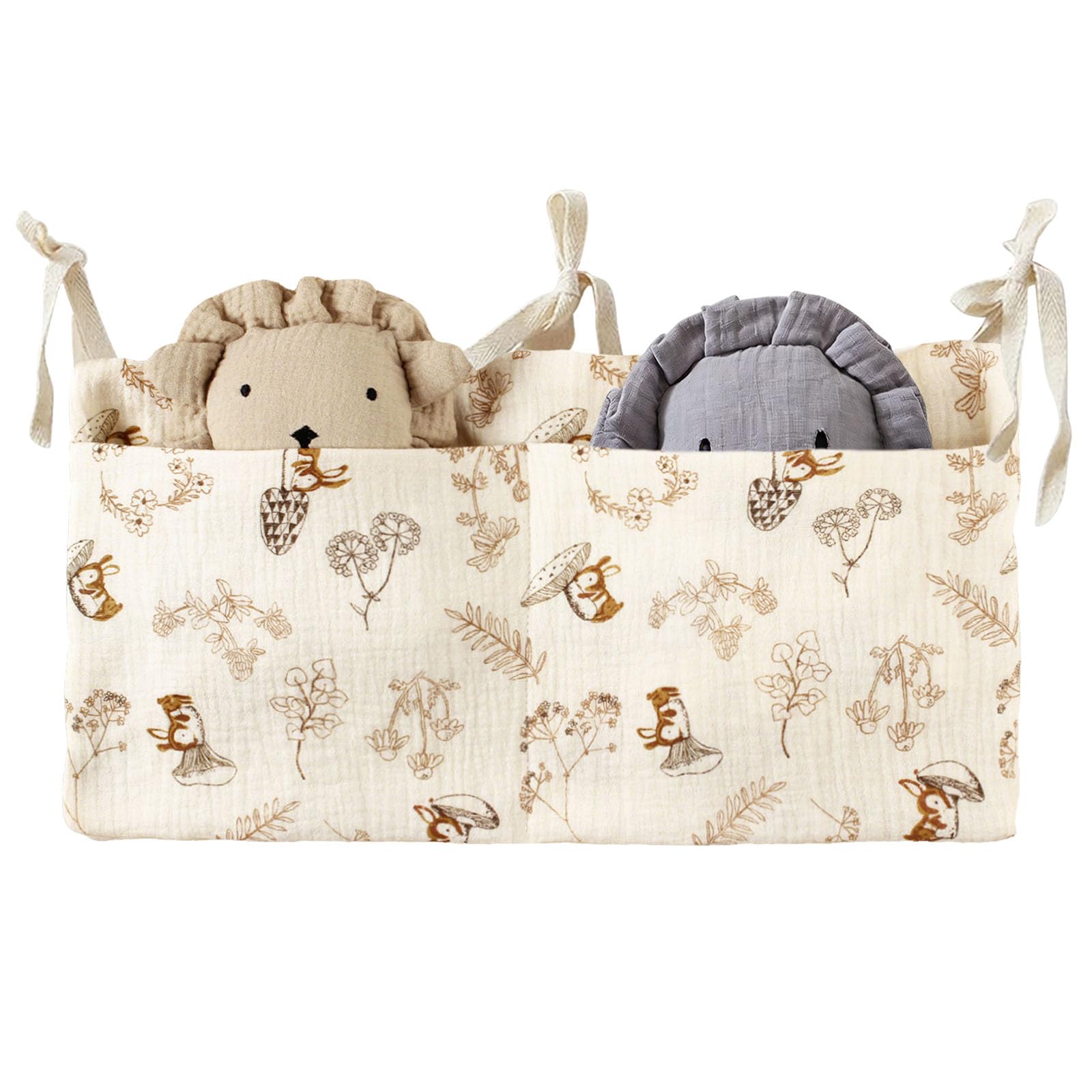 ZOCONE Babybett Organizer Hängend, 2-in-1 Baby Kinderzimmer Organizer Aufhängen Babybett Verstellbarer Hängeorganizer Babybetttasche für Windeln Kleidung Spielzeug (Blätter Eichhörnchen)