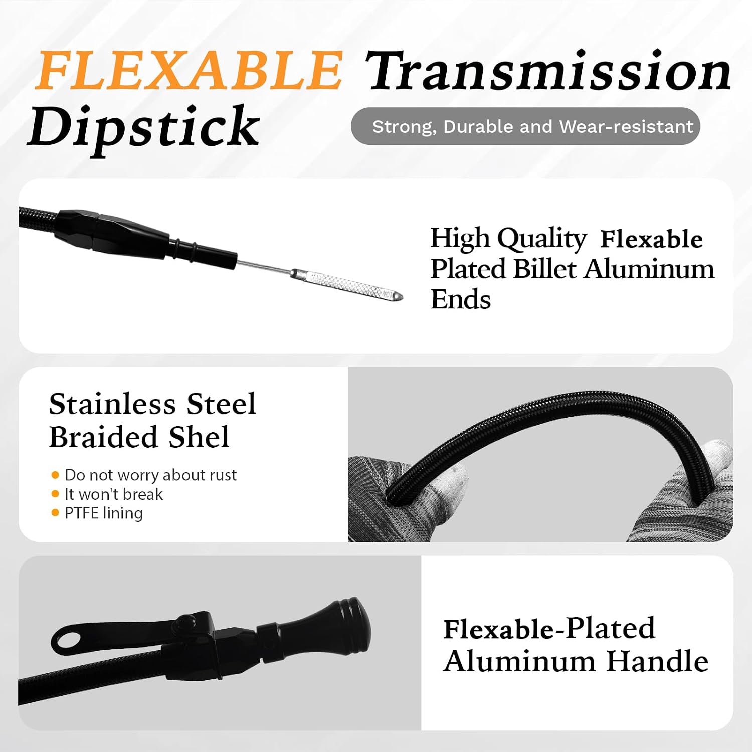 HAHAHA Compatible with Ford Engine Oil Dipstick, Billet Handle, 260-289-302, Clear Anodized (Black)