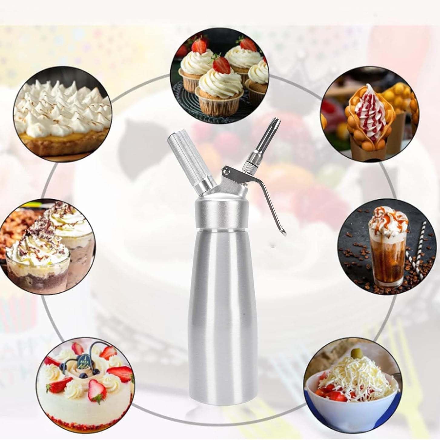 Cream Whipper, Cream Charger Dispenser for Whipped Cream, Foam, Cocktails & Soda, 1L Professional Whipping Siphon with Decorative Tips for Coffee, Desserts, Baking (Commercial & Home Use)
