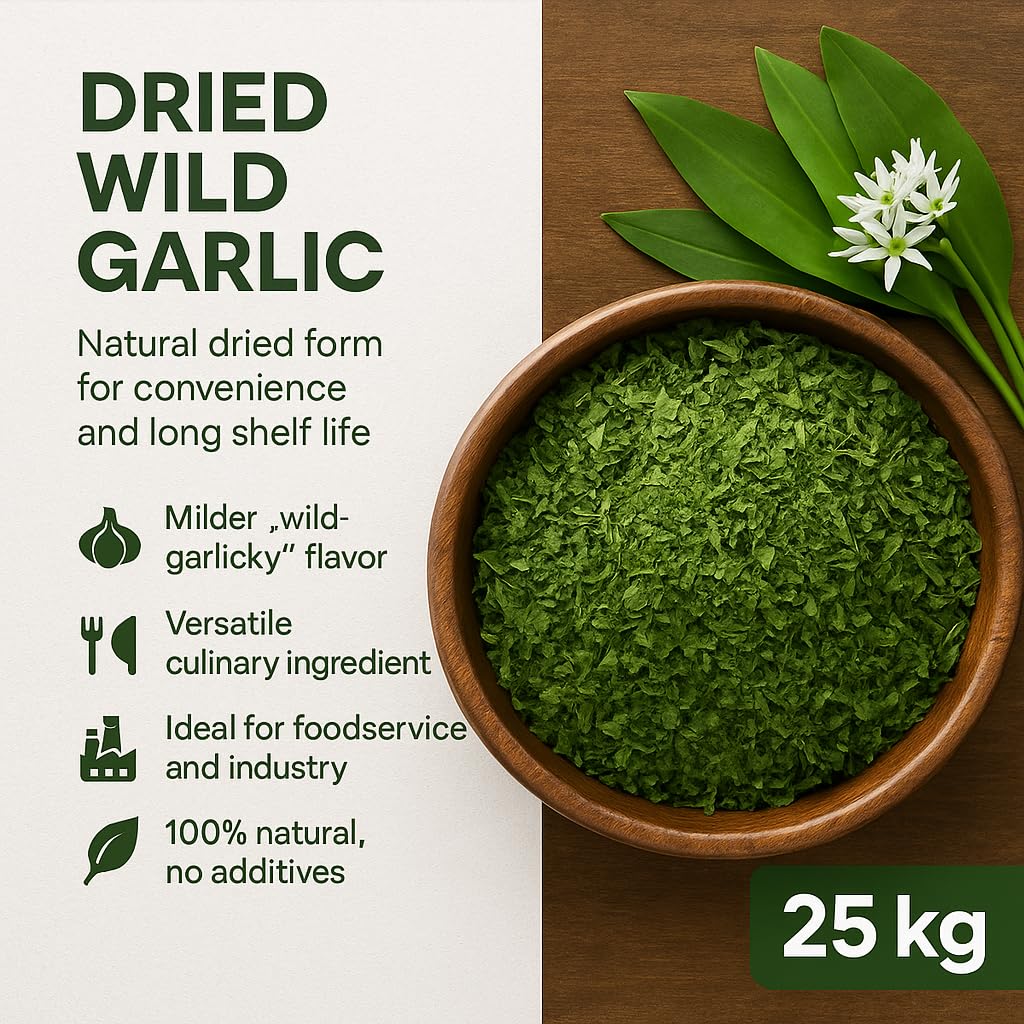 GiDeli Bärlauch getrocknet 25 kg - Bärlauchblätter geschnitten, Gewürz | Für Pesto, Kräuterbutter, Quark und Dips, milder Knoblauchgeschmack, ohne Zusatzstoffe, vegan, glutenfrei