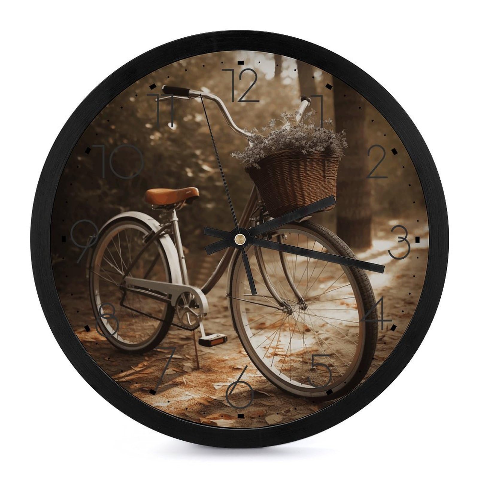 Horloge murale ronde vélo pour décorer le salon et travailler au calme