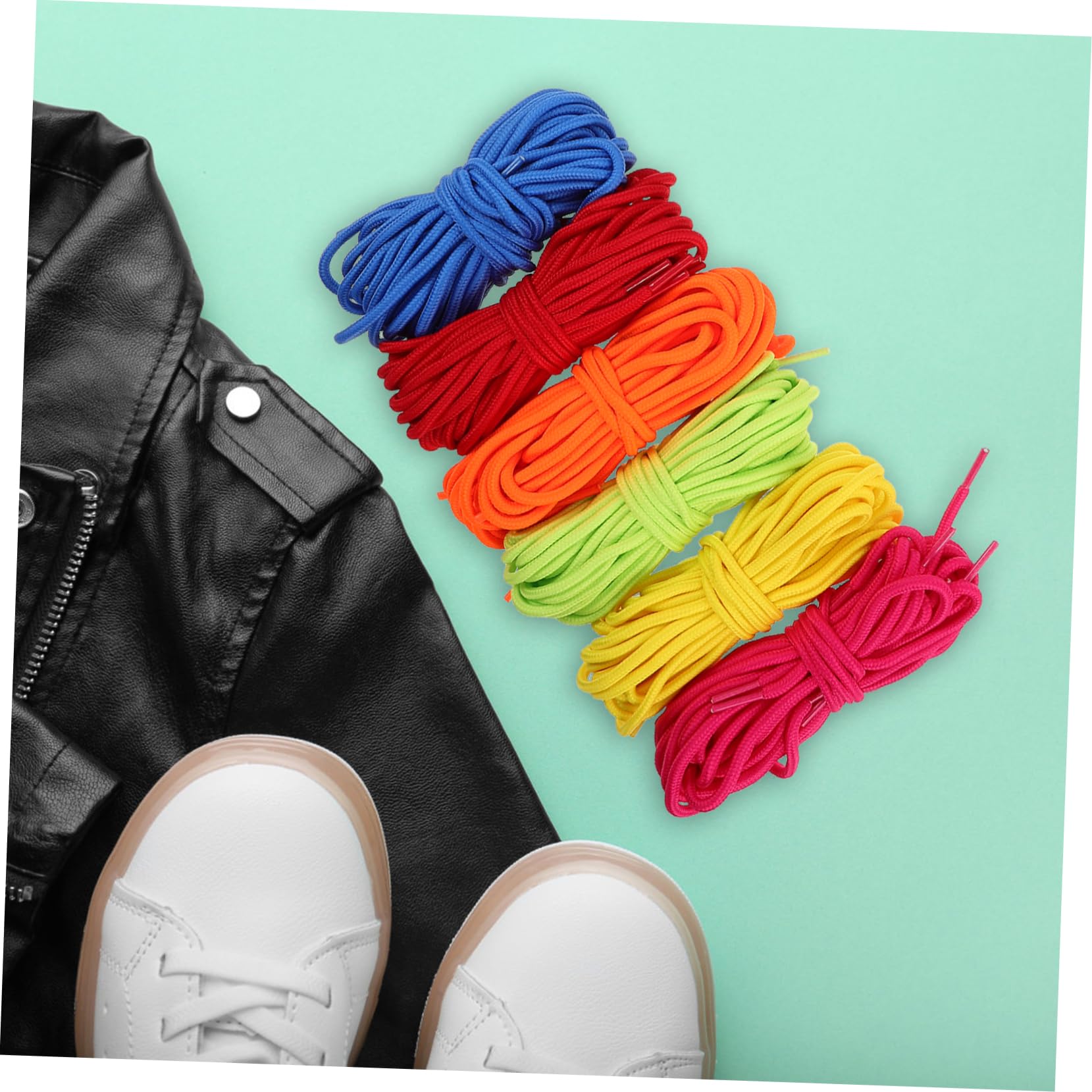 VILLCASE Runde Schnürsenkel aus Polyester 60 Paar für Turnschuhe, 12 Farben | Vielseitig für Schuhe und Hüte, Strapazierfähig und Rund, Geeignet für Freizeit und Bastelarbeiten