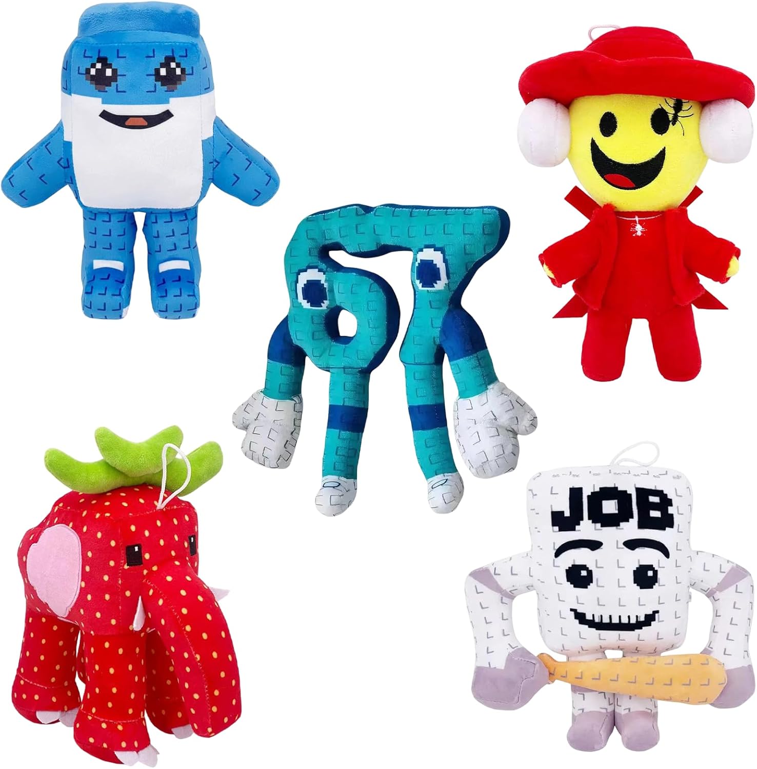 5-Pack Steal a Brainrot Plush Cushion Set – Strawberry Elephant & Brainrot 67 (11.8-Inch) – Soft Huggable Decor Pieces for Rooms & Relaxation