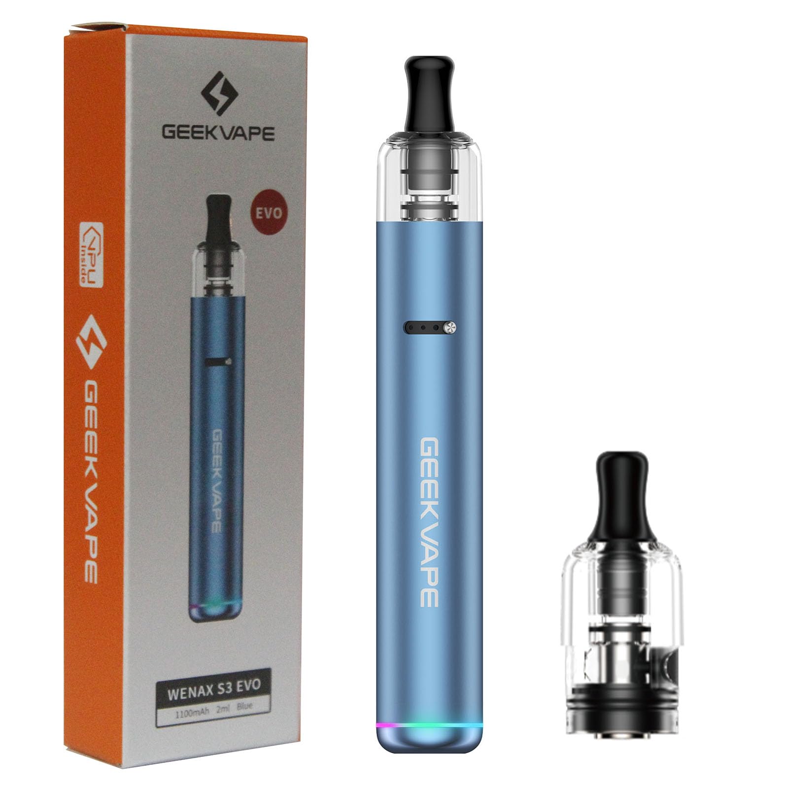 Geekvape Wenax S3 EVO Vape Pen Kit 1100mAh 2ml Pod Kit Eingebaut 1100mAh  Fit Geekvape S Patrone (0.8ohm/1.2ohm) Kein Nikotin (Blau) : Amazon.de:  Elektronik & Foto
