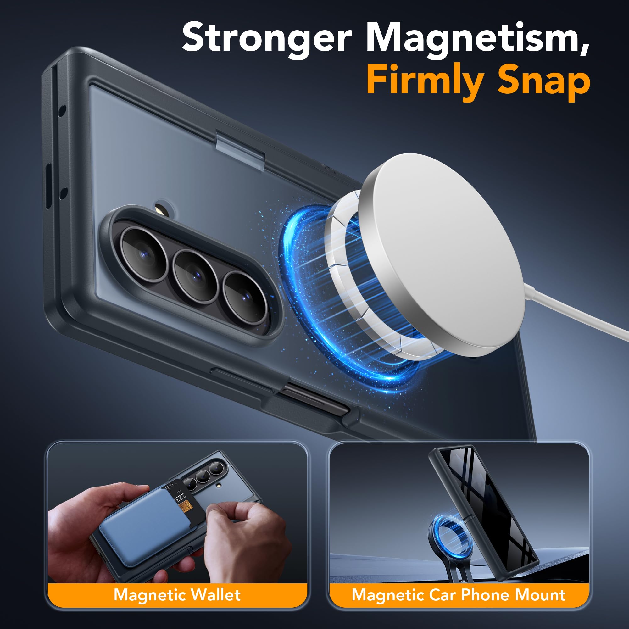 MOBOSI für Z Fold 7 Hülle [Integrierte 2 Unsichtbarer Ständer & Sichtschutz & Vollständiger Scharnierschutz] [Kompatibel mit MagSafe], Stoßfeste Schlanke Handyhülle für Samsung Galaxy Z Fold7, Schwarz
