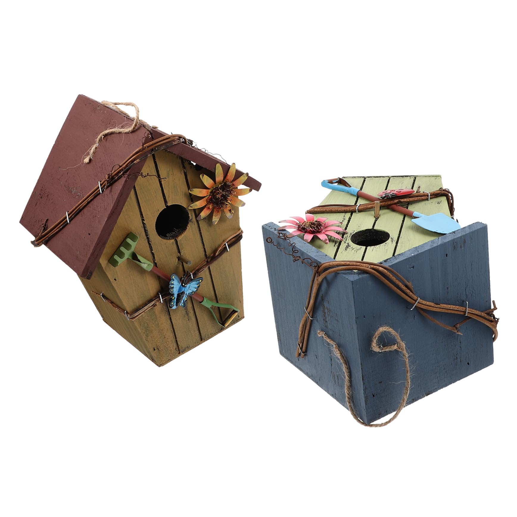 Nichoir Suspendu Maison Oiseau en Bois, Lot de 2