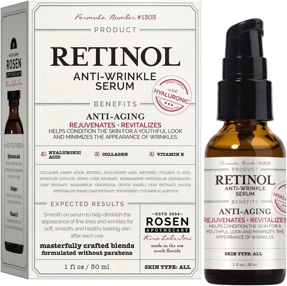 Retinol, Anti-Wrinkle Face Serum with Hyaluronic Acid, 30ml/1 fl oz, Tamarind Extract and Seaweed Extract for Smoother, Softer Skin