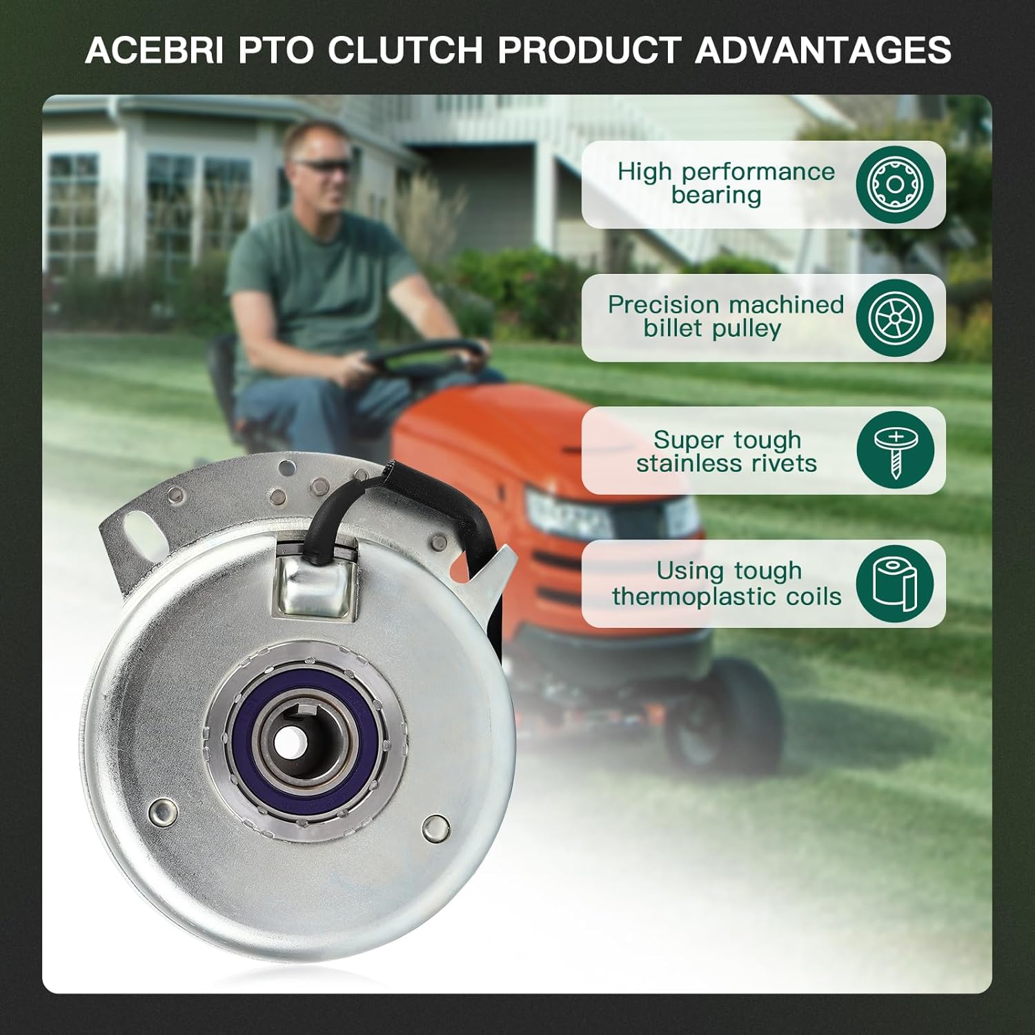 PTO Clutch for Cub Cadet Troy Bilt Craftsman: 917-05209, 917-04552, 717-04552, 717-04174, 917-04174, 917-05122 Clutch, for Cub Cadet RZT 50 LTX1045 LTX1046 LTX1042 LT1045 LT1046 PTO Clutch