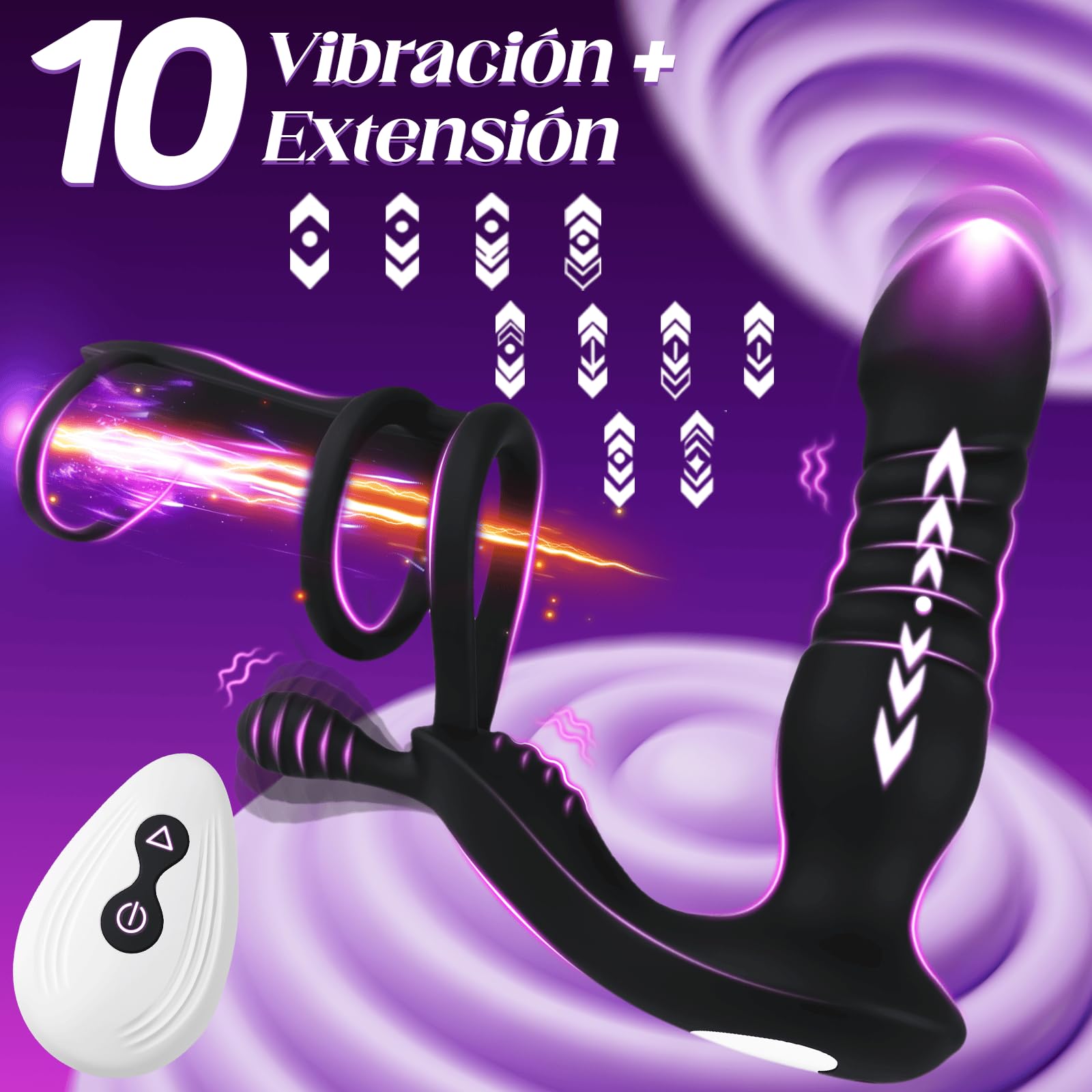 Vibradores Anales para Hombres Anillo Pene Estimulador Prostata | 10 Modos Telescópicos & Vibración Dilatador Vibrador Plug Anal con Vibración Consoladores Próstata Juguetes Sexuales Hombre