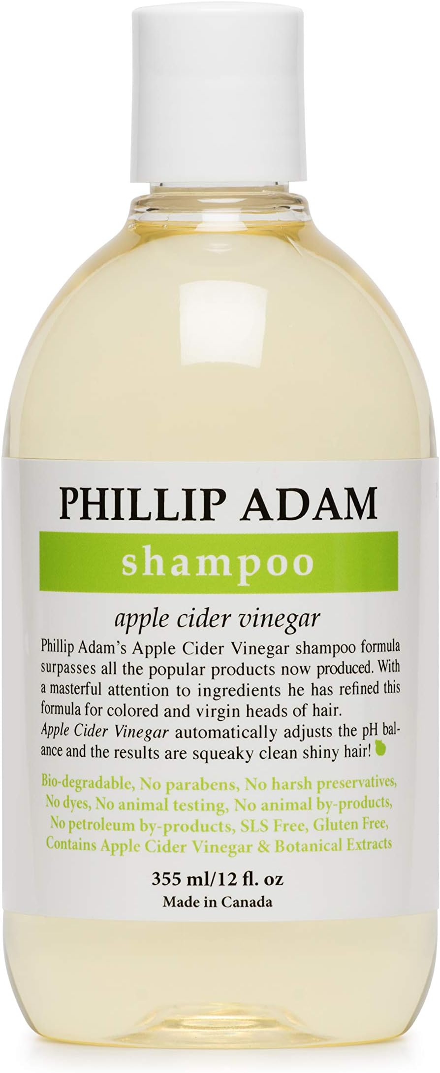 Apple Cider Vinegar Shampoo for Shiny Hair - Sulfate Free and Paraben Free - Original Green Apple Scent - 12 Ounce