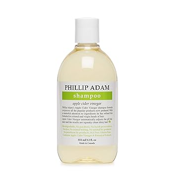 Phillip Adam Apple Cider Vinegar Shampoo for Shiny Hair - Sulfate Free and Paraben Free - Original Green Apple Scent - 12 Ounce
