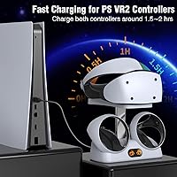 Vista 2 de Estación de carga de controlador PSVR2 - Estación de carga PS VR2 con soporte de audífonos, soporte de exhibición para auriculares VR, base de carga