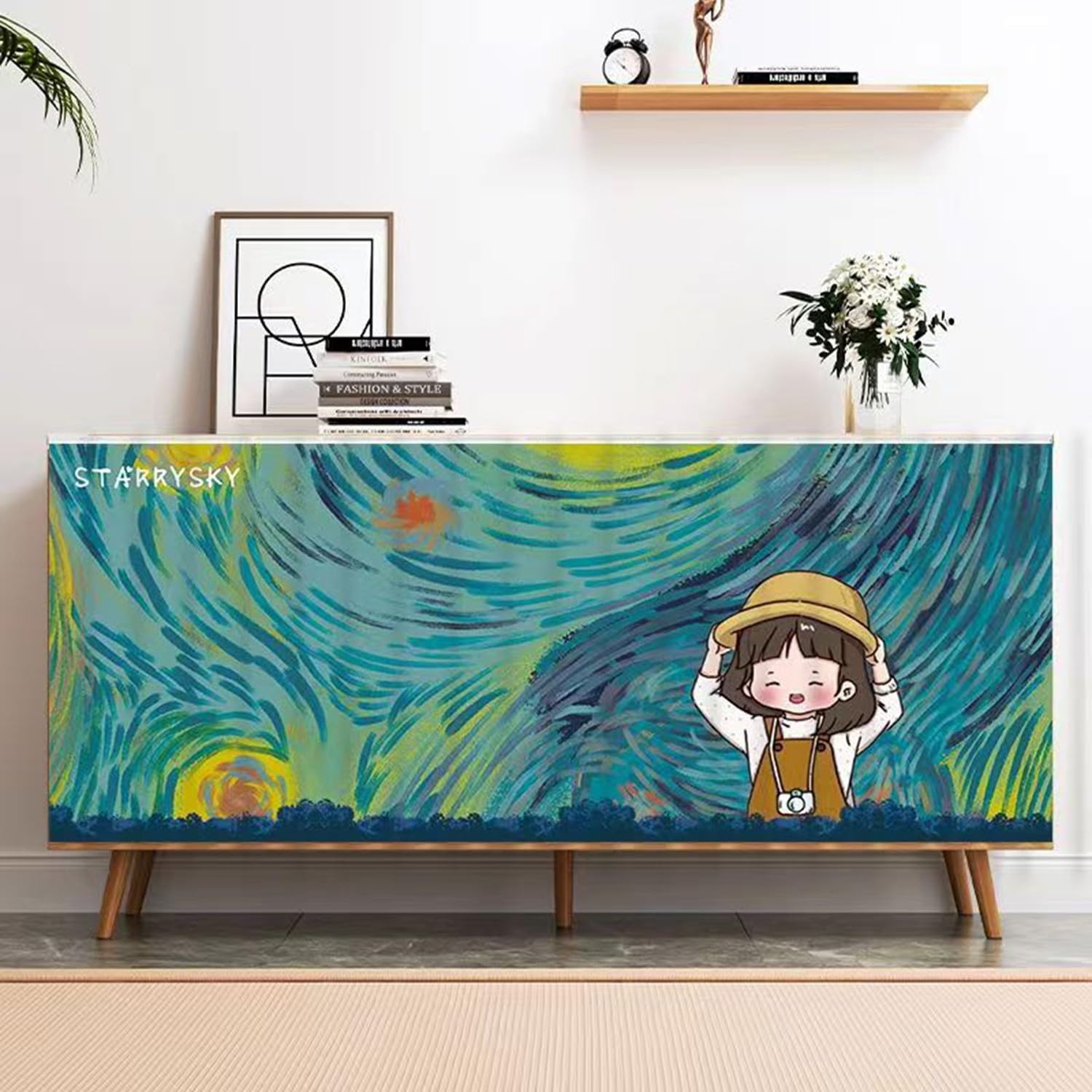BLUEZY Kitchen Curtain under the Sink, Kitchen Curtain, Curtain Dustproof for Storage Cabinets, Privacy Protected, Dustproof for Shoe Cabinets, Cabinets, Bookcase, Shelf A2,W100*H70cm