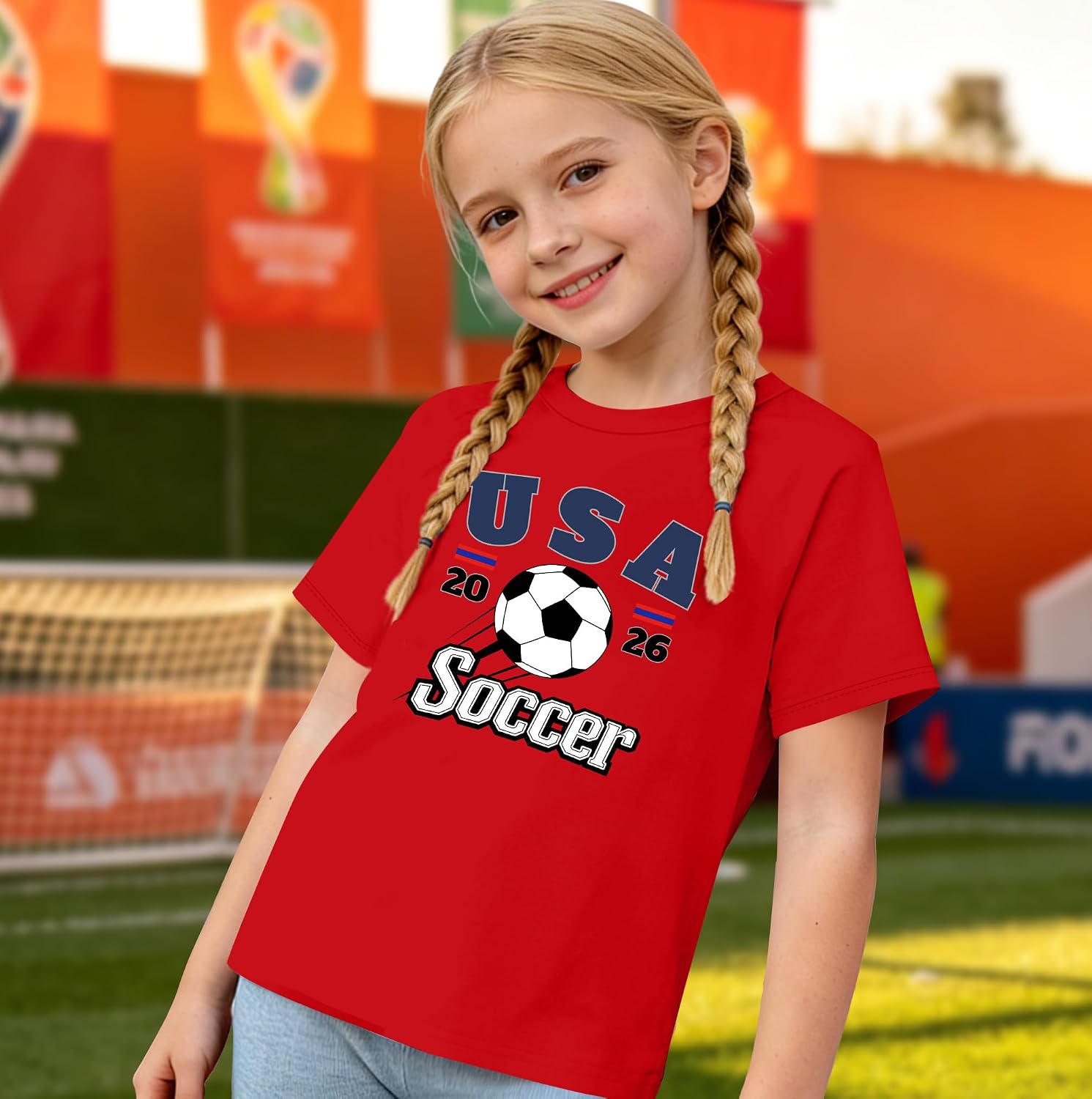 Soccer Cup 2026 Shirt for Kids USA Canada Mexico Flags T-Shirt Funny Soccer Graphic Short Sleeve Tees Tops