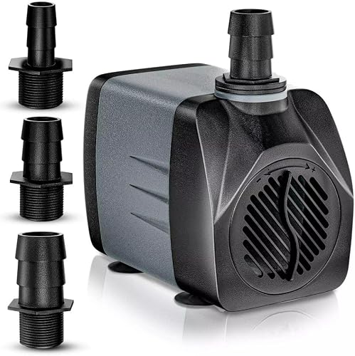 Hydrodapt 25W Submersible Power Pump, Compact Indoor Utility Motor For Aquariums, Ponds, Hydroponic Systems And Small Decorative Fountains, Quiet Continuous Operation