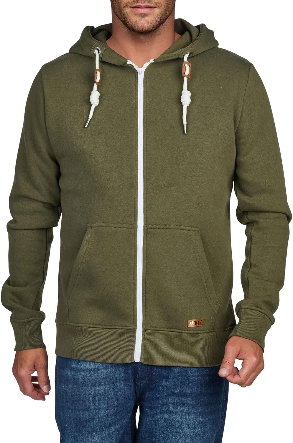 riverso RIVThilo Sweatjack voor heren, met capuchon, ritssluiting, regular fit, grijs, bruin, groen, rood, blauw, zwart, beige, S, M, L, XL, XXL, 3XL, 4XL, 5XL, Navy (19400), 5XL