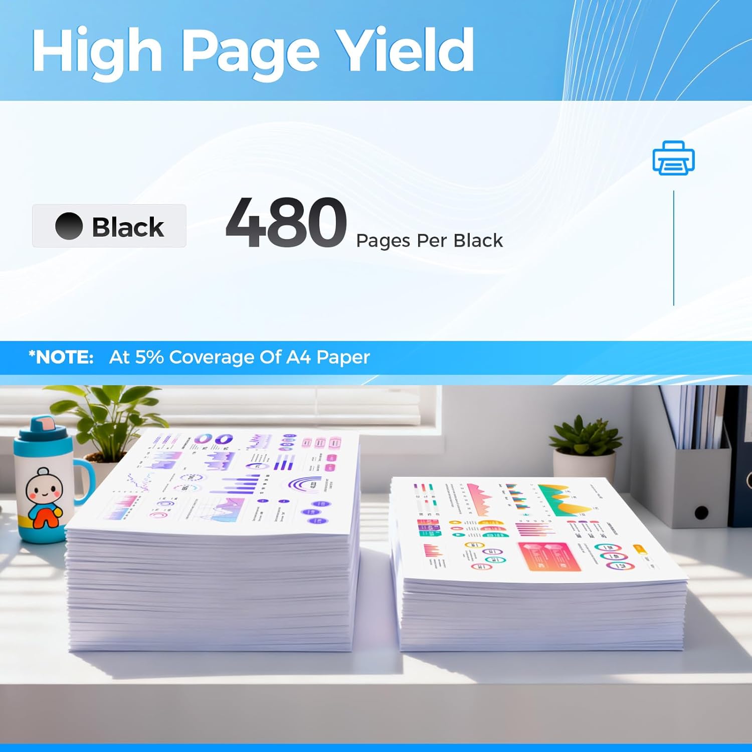 63XL Black High-Yield Ink Cartridges 2-Pack Replacement for HP 63 63XL Ink Works with HP Officejet 4650 3830 3833 5255 5258 5200 4655 4652 5252 Envy 4510 4520 4512 DeskJet 1112 2130 3630 2132 Printer