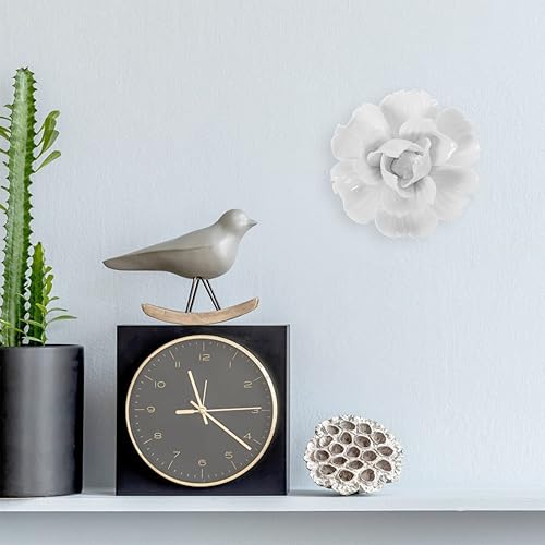 Miniatura 2 de VOSAREA 3 piezas de decoración de pared de flores de cerámica hechas a mano 3D colgando flores de porcelana arte de pared escultura de peonía de