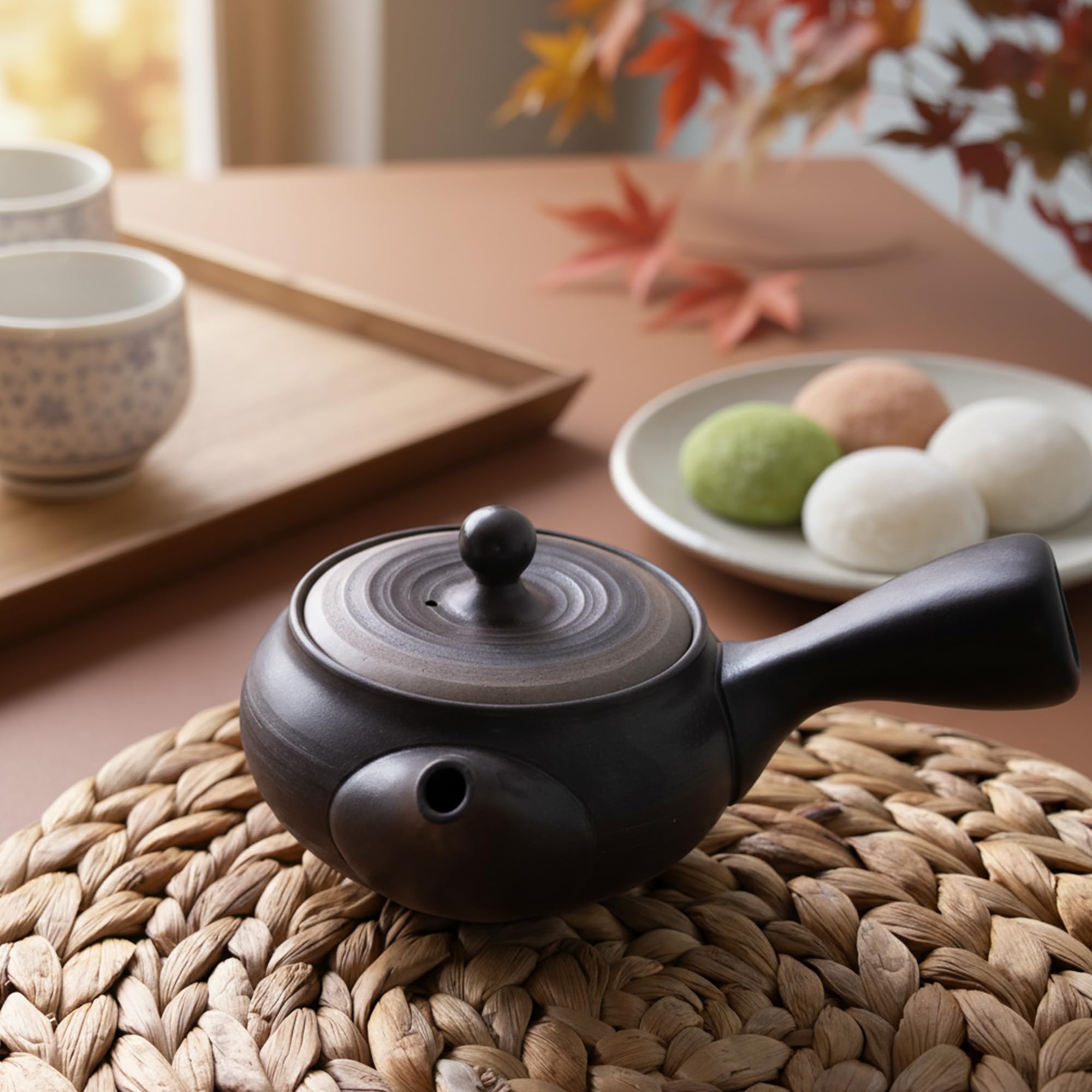 Asayu Japan Kyusu, Theiere Japonaise traditionnelle, Ceramique Nippone, Teapot Kurofuki, Artisanat ancien