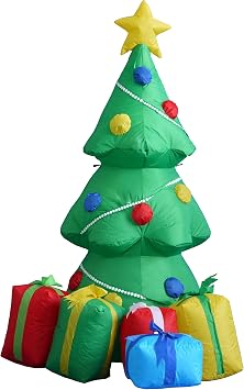 5 FT Lighted Christmas Inflatable Green Tree with Gift Boxes | Outdoor Indoor Holiday Decoration, Built-in LED Lights, Self-Inflating Blower, Blow-Up Lawn Yard Display