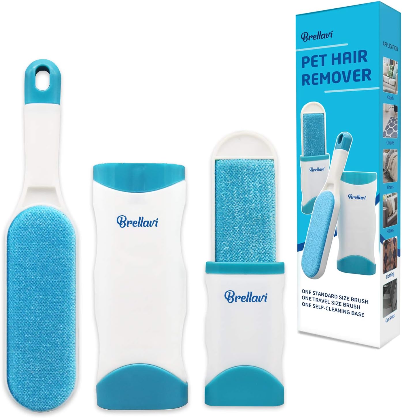 Brellavi Pet Hair Remover, Dog Hair Remover, Cat Hair Remover, No Refills and No Waste, Upgraded Reusable Pet Hair Remover Brush