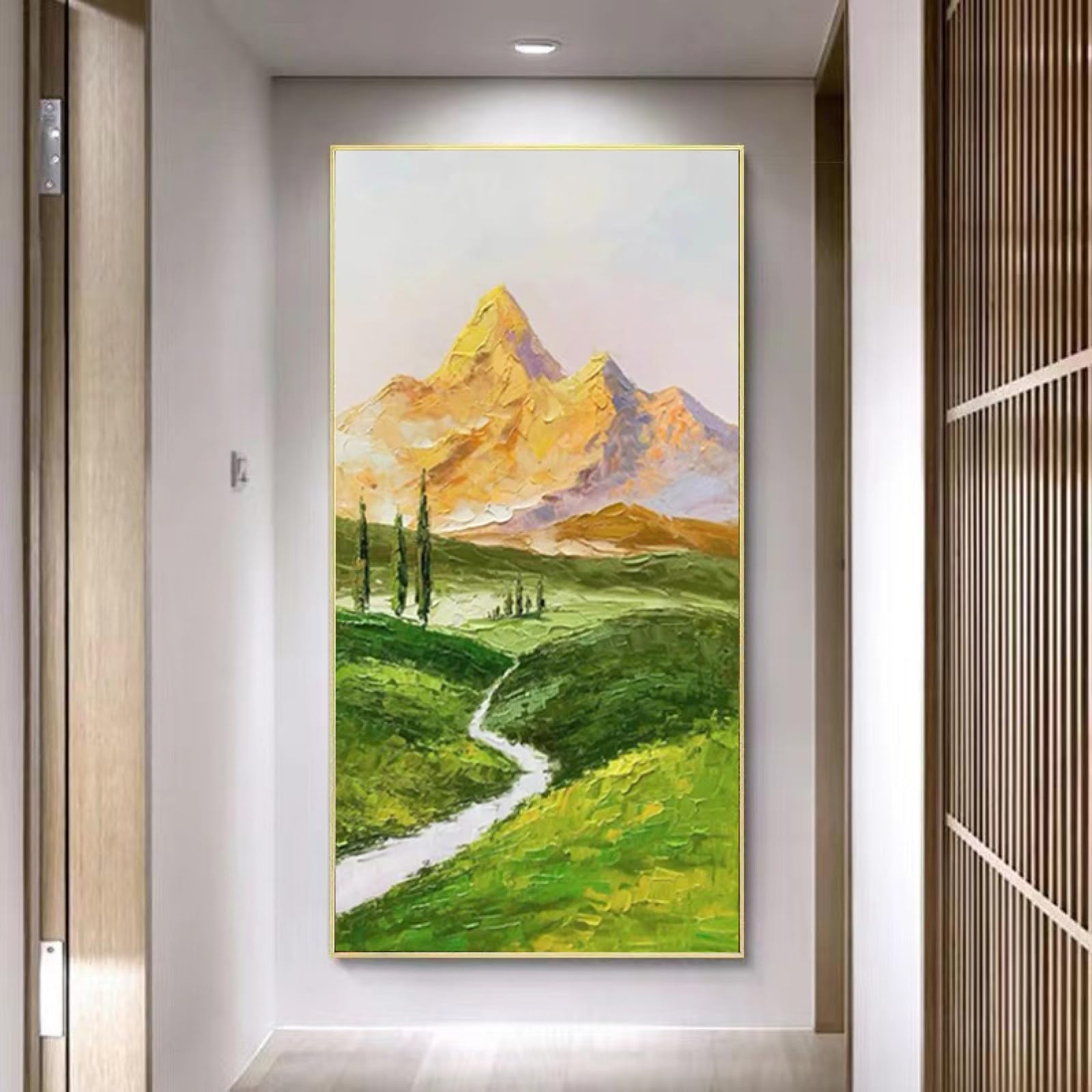 Peinture à l'huile texturée haut de gamme paysage de montagne