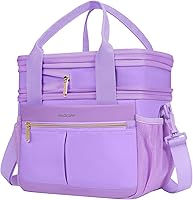 Vista 1 de Lunch Box for Women Double Deck Insulated Lunch Bag Women Expandable Leakproof Reusable Lunch Cooler Bag for Work, Office, Picnic, Purple