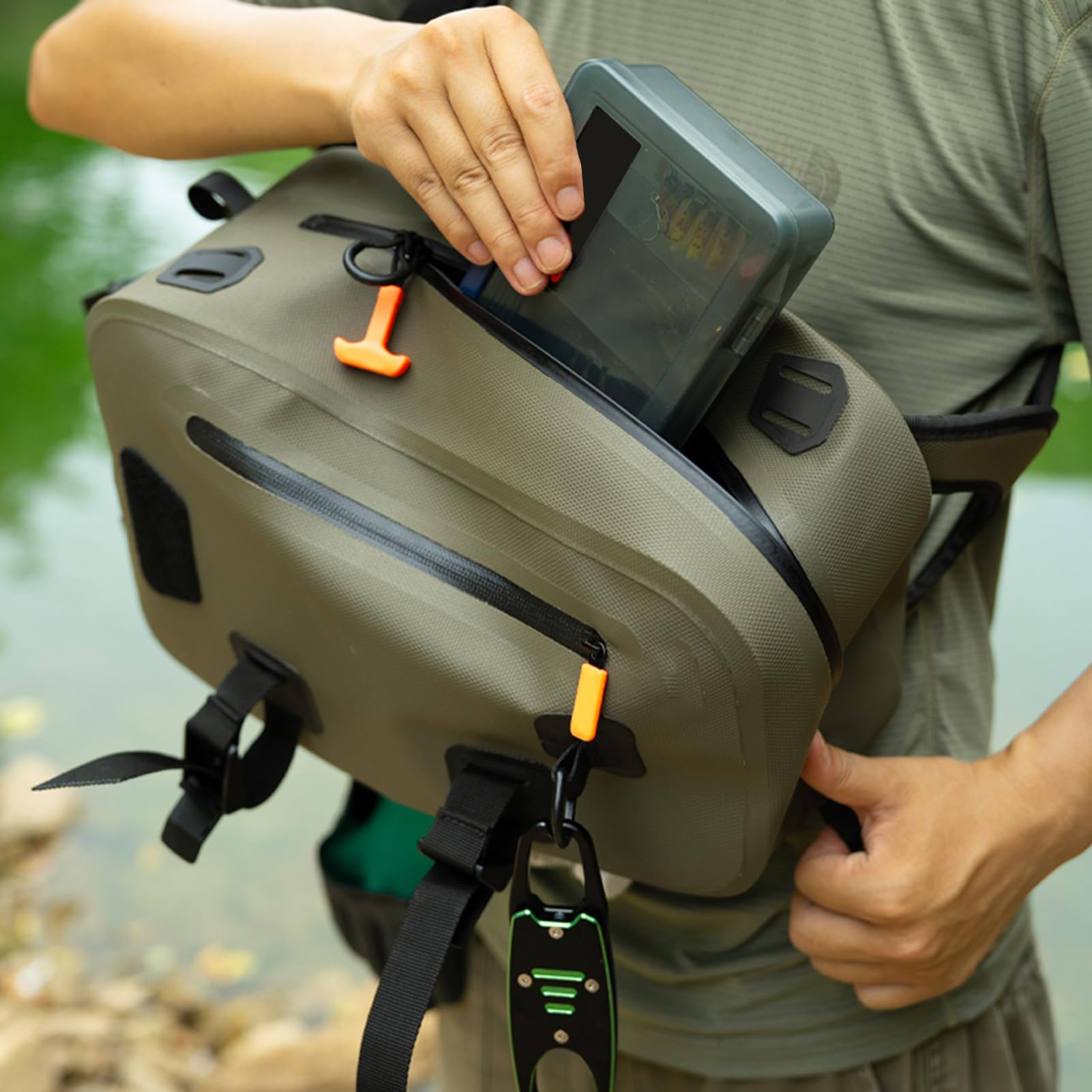 Angreifer Tackle Bag, Fliegenfischer Wasserdichtes Fischerei -Tackle - | 9,5L Small Jig-Tool-, Leichtes Freizeitpaket, multifunktionaler Tagespack für Outdoor Sport